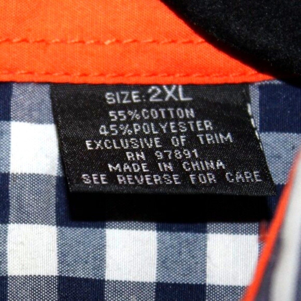 Red Ape Patchwork Button Down Shirt Blue Gray 2XL - image 4